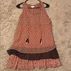 Ruffled pink tank top dress S